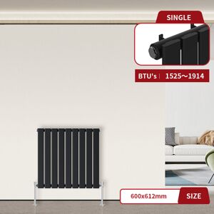 WARMEHAUS Flat Panel Radiator Black Horizontal 600 x 612mm Single Column WARMEHAUS Flat Panel Radiator Black Horizontal 600 x 612mm Single Column
