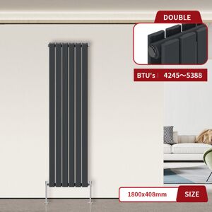 Warmehaus - Flat Radiator Anthracite Vertical 1800 x 408mm Double Warmehaus - Flat Radiator Anthracite Vertical 1800 x 408mm Double