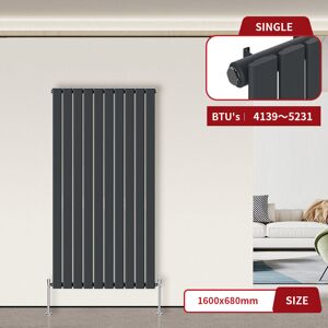 Warmehaus - Flat Radiator Anthracite Vertical 1600 x 680mm Single Warmehaus - Flat Radiator Anthracite Vertical 1600 x 680mm Single