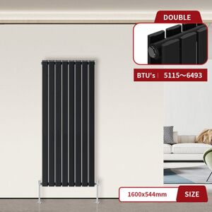 Warmehaus - Flat Panel Radiator Black Vertical 1600 x 544mm Double Column Warmehaus - Flat Panel Radiator Black Vertical 1600 x 544mm Double Column