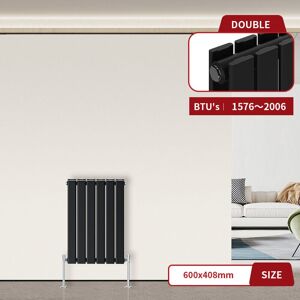 Warmehaus - Flat Panel Radiator Black Horizontal 600 x 408mm Double Column Warmehaus - Flat Panel Radiator Black Horizontal 600 x 408mm Double Column
