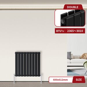 Warmehaus - Flat Panel Radiator Black Horizontal 600 x 612mm Double Column Warmehaus - Flat Panel Radiator Black Horizontal 600 x 612mm Double Column