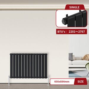 Warmehaus - Flat Panel Radiator Black Horizontal 600 x 884mm Single Column Warmehaus - Flat Panel Radiator Black Horizontal 600 x 884mm Single Column