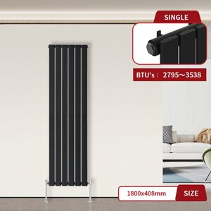 Warmehaus - Flat Panel Radiator Black Vertical 1800 x 408mm Single Column Warmehaus - Flat Panel Radiator Black Vertical 1800 x 408mm Single Column