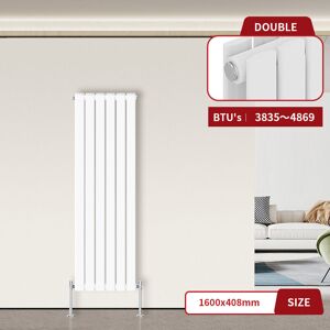 Warmehaus - Flat Panel Radiator White Vertical 1600 x 408mm Double Warmehaus - Flat Panel Radiator White Vertical 1600 x 408mm Double