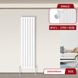 Warmehaus - Flat Panel Radiator White Vertical 1800 x 408mm Single Warmehaus - Flat Panel Radiator White Vertical 1800 x 408mm Single