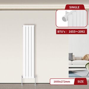 Warmehaus - Flat Panel Radiator White Vertical 1600 x 272mm Single Warmehaus - Flat Panel Radiator White Vertical 1600 x 272mm Single