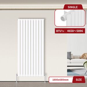 Warmehaus - Flat Panel Radiator White Vertical 1800 x 680mm Single Warmehaus - Flat Panel Radiator White Vertical 1800 x 680mm Single