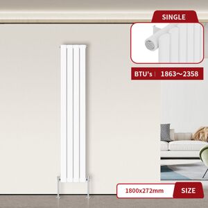 Warmehaus - Flat Panel Radiator White Vertical 1800 x 272mm Single Warmehaus - Flat Panel Radiator White Vertical 1800 x 272mm Single