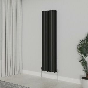 Warmehaus - Vertical Oval Double Panel Black Radiator 1600x472mm Warmehaus - Vertical Oval Double Panel Black Radiator 1600x472mm