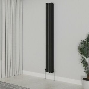 Warmehaus - Vertical Oval Double Panel Black Radiator 1800x236mm Warmehaus - Vertical Oval Double Panel Black Radiator 1800x236mm
