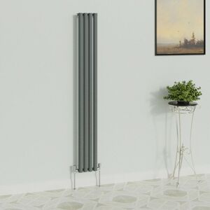 Warmehaus - Vertical Oval Single Anthracite Radiator 1800x236mm Warmehaus - Vertical Oval Single Anthracite Radiator 1800x236mm