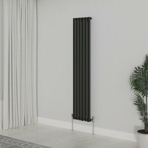Warmehaus - Vertical Oval Single Panel Black Radiator 1600x354mm Warmehaus - Vertical Oval Single Panel Black Radiator 1600x354mm