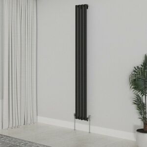 Warmehaus - Vertical Oval Single Panel Black Radiator 1800x236mm Warmehaus - Vertical Oval Single Panel Black Radiator 1800x236mm
