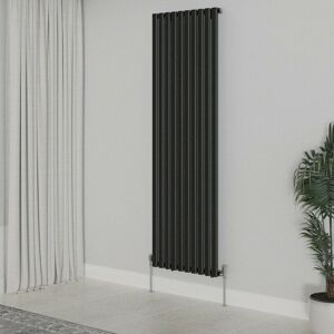 Warmehaus - Vertical Oval Single Panel Black Radiator 1800x590mm Warmehaus - Vertical Oval Single Panel Black Radiator 1800x590mm