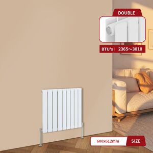 Warmehaus - White Central Heating Radiator Flat Panel Horizontal Double 600x612mm Warmehaus - White Central Heating Radiator Flat Panel Horizontal Double 600x612mm
