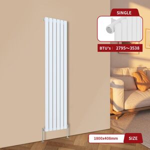 Warmehaus - White Central Heating Radiator Flat Panel Vertical Single 1800x408mm Warmehaus - White Central Heating Radiator Flat Panel Vertical Single 1800x408mm