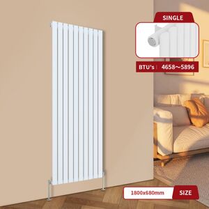Warmehaus White Central Heating Radiator Flat Panel Vertical Single 1800x680mm Warmehaus White Central Heating Radiator Flat Panel Vertical Single 1800x680mm