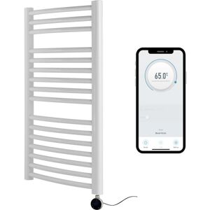 Manissa - White Electric Smart WiFi Controlled Heated Towel Rail 500mm w x 800mm h Curved 7 Day Programmable Timer App Compatibility Chrome Element Manissa - White Electric Smart WiFi Controlled Heated Towel Rail 500mm w x 800mm h Curved 7 Day Programmable Timer App Compatibility Chrome Element
