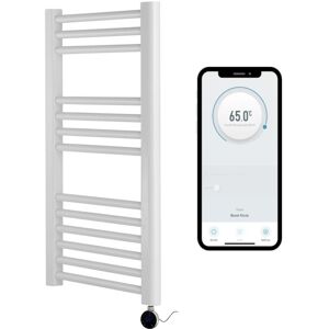 Manissa - White Electric Smart WiFi Controlled Heated Towel Rail 500mm w x 800mm h Straight 7 Day Programmable Timer App Compatibility Chrome Element Manissa - White Electric Smart WiFi Controlled Heated Towel Rail 500mm w x 800mm h Straight 7 Day Programmable Timer App Compatibility Chrome Element