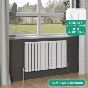 NRG - White Column Designer Radiator Flat Single Panel Bathroom Central Heating Horizontal 600x1020mm NRG - White Column Designer Radiator Flat Single Panel Bathroom Central Heating Horizontal 600x1020mm