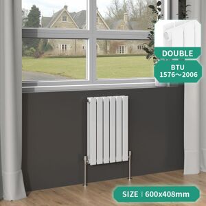 White Column Designer Radiator Flat Single Panel Bathroom Central Heating Horizontal 600x408mm - NRG White Column Designer Radiator Flat Single Panel Bathroom Central Heating Horizontal 600x408mm - NRG