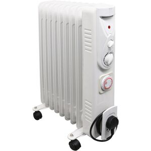 NRG - White Oil Filled Radiator Portable Electric Heater Thermostat 9 Fin 2000W With Timer NRG - White Oil Filled Radiator Portable Electric Heater Thermostat 9 Fin 2000W With Timer