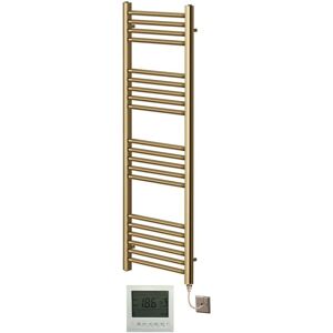 Greenedhouse - York Flat Brushed Brass Electric Towel Rail 300mm Wide x 1200mm High + 7 Day Timer/Thermostat Greenedhouse - York Flat Brushed Brass Electric Towel Rail 300mm Wide x 1200mm High + 7 Day Timer/Thermostat