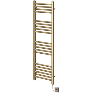 Greenedhouse - York Flat Brushed Brass Electric Towel Rail 300mm Wide x 1200mm High Greenedhouse - York Flat Brushed Brass Electric Towel Rail 300mm Wide x 1200mm High
