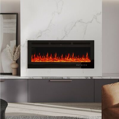Livingandhome - 50 Inch led Electric Fireplace Wall Mounted Insert Heater 9 Flame Colours Livingandhome - 50 Inch led Electric Fireplace Wall Mounted Insert Heater 9 Flame Colours