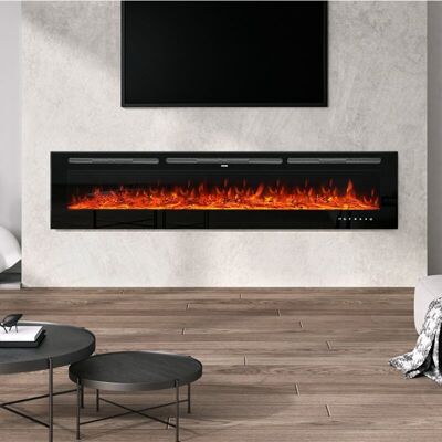 LIVINGANDHOME 80 Inch LED Electric Fireplace Wall Mounted Wall Insert Heater 9 Flame Colours LIVINGANDHOME 80 Inch LED Electric Fireplace Wall Mounted Wall Insert Heater 9 Flame Colours