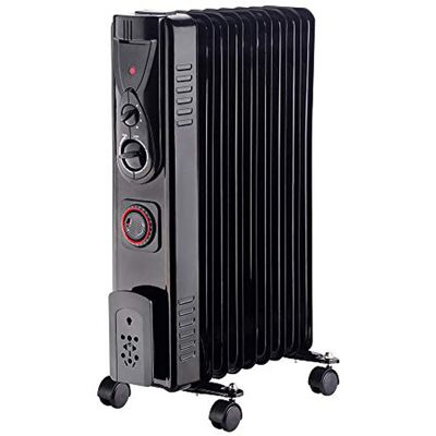 NRG - Black Oil Filled Radiator Portable Electric Heater Thermostat 9 Fin 2000W With Timer NRG - Black Oil Filled Radiator Portable Electric Heater Thermostat 9 Fin 2000W With Timer