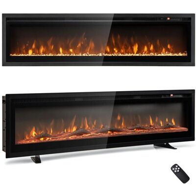 COSTWAY 127CM Electric Fireplace Wall Mounted 750W/1500W Fireplace Heater COSTWAY 127CM Electric Fireplace Wall Mounted 750W/1500W Fireplace Heater