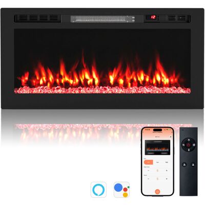 COSTWAY 36” 750W/1500W Recessed/Wall-Mounted Fireplace Heater COSTWAY 36” 750W/1500W Recessed/Wall-Mounted Fireplace Heater