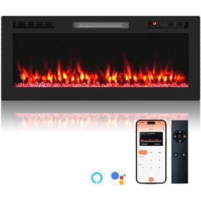 COSTWAY 40”750W/1500W Recessed/Wall-Mounted Fireplace Heater COSTWAY 40”750W/1500W Recessed/Wall-Mounted Fireplace Heater