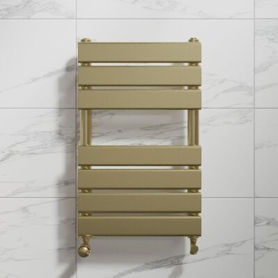 Duratherm - Brushed Brass Flat Panel Heated Towel Rail Bathroom Radiator 650 x 400mm Duratherm - Brushed Brass Flat Panel Heated Towel Rail Bathroom Radiator 650 x 400mm