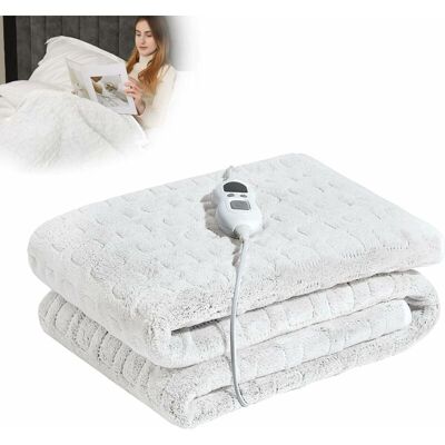 Héloise - Electric Heated Blanket 152 127cm, Flannel Heating Pad with Auto Shut-Off, 6 Fast Heating Levels, 8-Hour Timer, Machine Washable(White) Héloise - Electric Heated Blanket 152 127cm, Flannel Heating Pad with Auto Shut-Off, 6 Fast Heating Levels, 8-Hour Timer, Machine Washable(White)