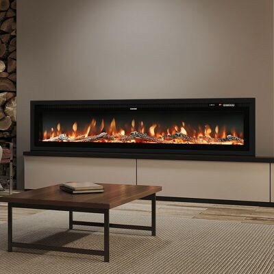 Livingandhome - 60 Inch Wall Mounted Fireplaces Electric led Fireplace Fire Heater with 9 Flames Mode Livingandhome - 60 Inch Wall Mounted Fireplaces Electric led Fireplace Fire Heater with 9 Flames Mode
