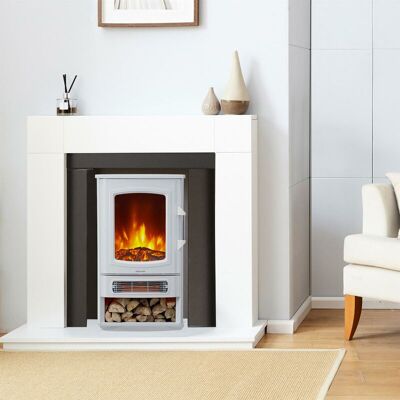 NEO DIRECT Neo White 1000W / 2000W Freestanding Electric Fire Stove Heater Burner Realistic Flame and Log Store NEO DIRECT Neo White 1000W / 2000W Freestanding Electric Fire Stove Heater Burner Realistic Flame and Log Store