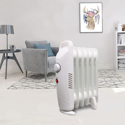 NRG - Oil Filled Radiator Portable Electric Heater Thermostat Mini 6 Fin 800W White NRG - Oil Filled Radiator Portable Electric Heater Thermostat Mini 6 Fin 800W White