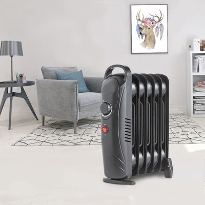 NRG - Oil Filled Radiator Portable Electric Heater Thermostat Mini 6 Fin 800W Black NRG - Oil Filled Radiator Portable Electric Heater Thermostat Mini 6 Fin 800W Black