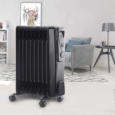 NRG - Oil Filled Radiator Portable Electric Heater Thermostat 9 Fin 2000W Black NRG - Oil Filled Radiator Portable Electric Heater Thermostat 9 Fin 2000W Black