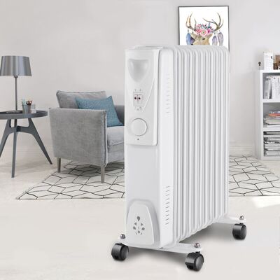 NRG Oil Filled Radiator Portable Electric Heater Thermostat 11 Fin 2500W White NRG Oil Filled Radiator Portable Electric Heater Thermostat 11 Fin 2500W White