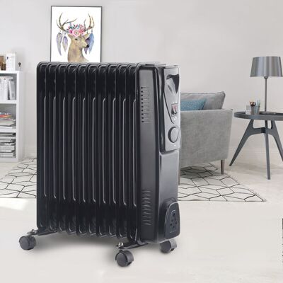 NRG - Oil Filled Radiator Portable Electric Heater Thermostat 11 Fin 2500W Black NRG - Oil Filled Radiator Portable Electric Heater Thermostat 11 Fin 2500W Black