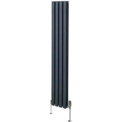 MonsterShop - Anthracite Grey Oval Column Radiator & TRV Valves MonsterShop - Anthracite Grey Oval Column Radiator & TRV Valves