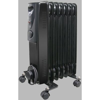 NRG - Portable Oil Filled Radiator Electric Heater Thermostat 7 Fin 1500W Gloss Black NRG - Portable Oil Filled Radiator Electric Heater Thermostat 7 Fin 1500W Gloss Black