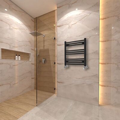 Warmehaus - Curved - 600x600mm - Black - Towel Rail Warmehaus - Curved - 600x600mm - Black - Towel Rail