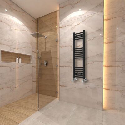 Warmehaus - Curved Heated Towel Rail 1000x300mm - Black - Heated towel rail Warmehaus - Curved Heated Towel Rail 1000x300mm - Black - Heated towel rail