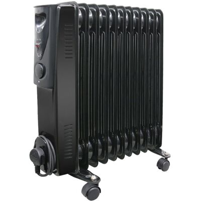 Warmehaus - Oil Filled Radiator Portable Electric Heater- 3 Heat Settings - Adjustable Temperature Thermostat - Safety Cut-Off - Black 11 Fin - 2500W Warmehaus - Oil Filled Radiator Portable Electric Heater- 3 Heat Settings - Adjustable Temperature Thermostat - Safety Cut-Off - Black 11 Fin - 2500W
