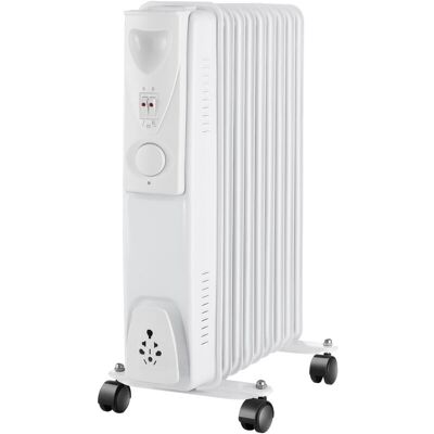 Warmehaus - Oil Filled Radiator Portable Electric Heater- 3 Heat Settings - Adjustable Temperature Thermostat - Gloss White 9 Fin - 2000W Warmehaus - Oil Filled Radiator Portable Electric Heater- 3 Heat Settings - Adjustable Temperature Thermostat - Gloss White 9 Fin - 2000W